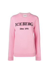 Женский розовый свитер с круглым вырезом с принтом от Iceberg