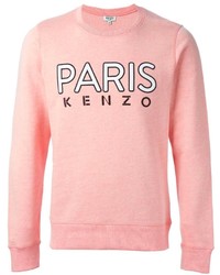 Мужской розовый свитер с круглым вырезом с принтом от Kenzo