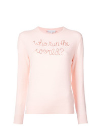 Женский розовый свитер с круглым вырезом с принтом от Lingua Franca