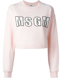 Женский розовый свитер с круглым вырезом с принтом от MSGM