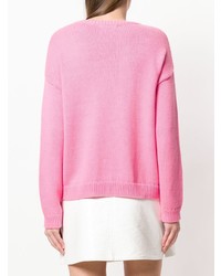 Женский розовый свитер с круглым вырезом с принтом от Chinti & Parker