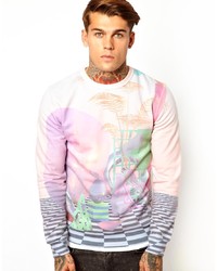Мужской розовый свитер с круглым вырезом с принтом от Sixpack France