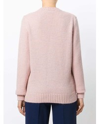 Женский розовый свитер с круглым вырезом с принтом от Moncler