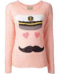 Женский розовый свитер с круглым вырезом с принтом от Wildfox Couture