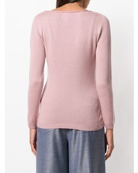 Женский розовый свитер с круглым вырезом от Blanca