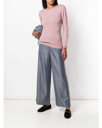 Женский розовый свитер с круглым вырезом от Blanca