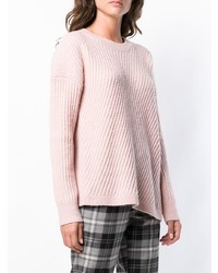 Женский розовый свитер с круглым вырезом от Vince