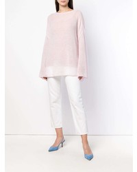 Женский розовый свитер с круглым вырезом от Semicouture