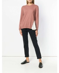 Женский розовый свитер с круглым вырезом от Alysi