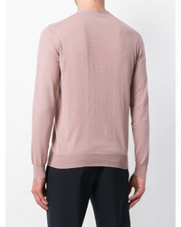 Мужской розовый свитер с круглым вырезом от Paolo Pecora