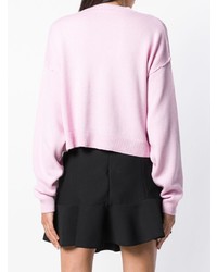 Женский розовый свитер с круглым вырезом от Miu Miu