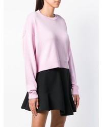 Женский розовый свитер с круглым вырезом от Miu Miu
