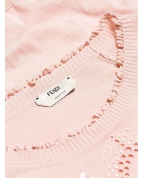 Женский розовый свитер с круглым вырезом от Fendi