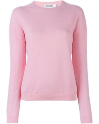 Женский розовый свитер с круглым вырезом от Jil Sander