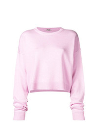Женский розовый свитер с круглым вырезом от Miu Miu