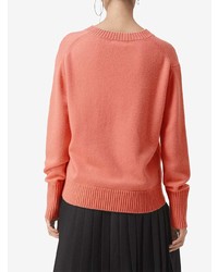 Женский розовый свитер с круглым вырезом от Burberry