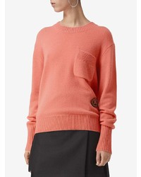 Женский розовый свитер с круглым вырезом от Burberry