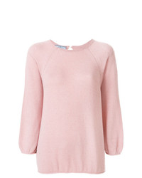 Женский розовый свитер с круглым вырезом от Prada