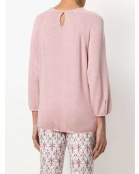 Женский розовый свитер с круглым вырезом от Prada