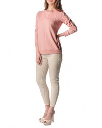 Женский розовый свитер с круглым вырезом от Sabellino