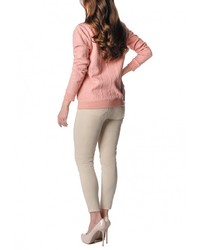 Женский розовый свитер с круглым вырезом от Sabellino