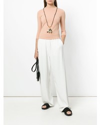 Женский розовый свитер с круглым вырезом от Roberto Collina