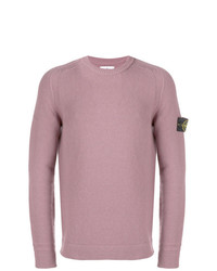 Мужской розовый свитер с круглым вырезом от Stone Island