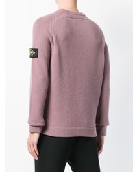 Мужской розовый свитер с круглым вырезом от Stone Island