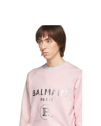 Мужской розовый свитшот с принтом от Balmain