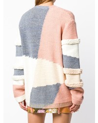 Розовый свободный свитер с принтом от Peter Pilotto
