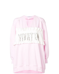 Розовый свободный свитер с принтом от Vivetta