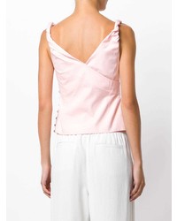 Розовый топ без рукавов с рюшами от Jacquemus