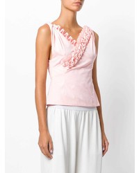 Розовый топ без рукавов с рюшами от Jacquemus