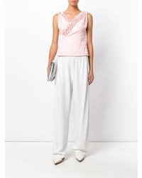 Розовый топ без рукавов с рюшами от Jacquemus