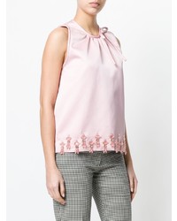 Розовый топ без рукавов с украшением от MSGM