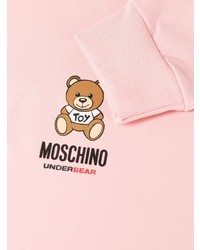 Мужской розовый флисовый худи с принтом от Moschino