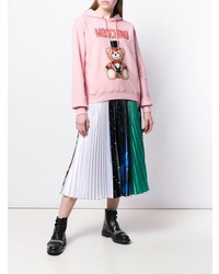 Женский розовый худи с принтом от Moschino