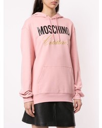 Женский розовый худи с принтом от Moschino