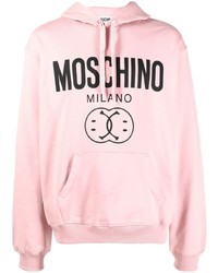 Мужской розовый худи с принтом от Moschino