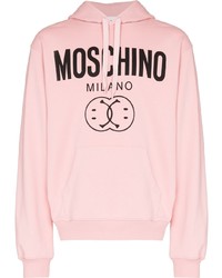 Мужской розовый худи с принтом от Moschino