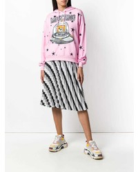 Женский розовый худи с принтом от Moschino