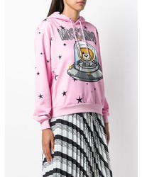 Женский розовый худи с принтом от Moschino
