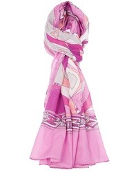 Женский розовый шарф с принтом от Emilio Pucci