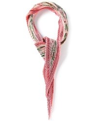 Розовый шарф с цветочным принтом