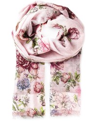 Женский розовый шарф с цветочным принтом от Faliero Sarti