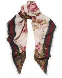 Женский розовый шарф с цветочным принтом