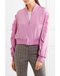 Женский розовый шелковый бомбер от Tibi