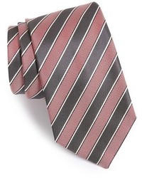 Розовый шелковый галстук в горизонтальную полоску