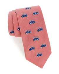 Розовый шелковый галстук с вышивкой