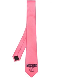 Мужской розовый шелковый галстук с принтом от Moschino